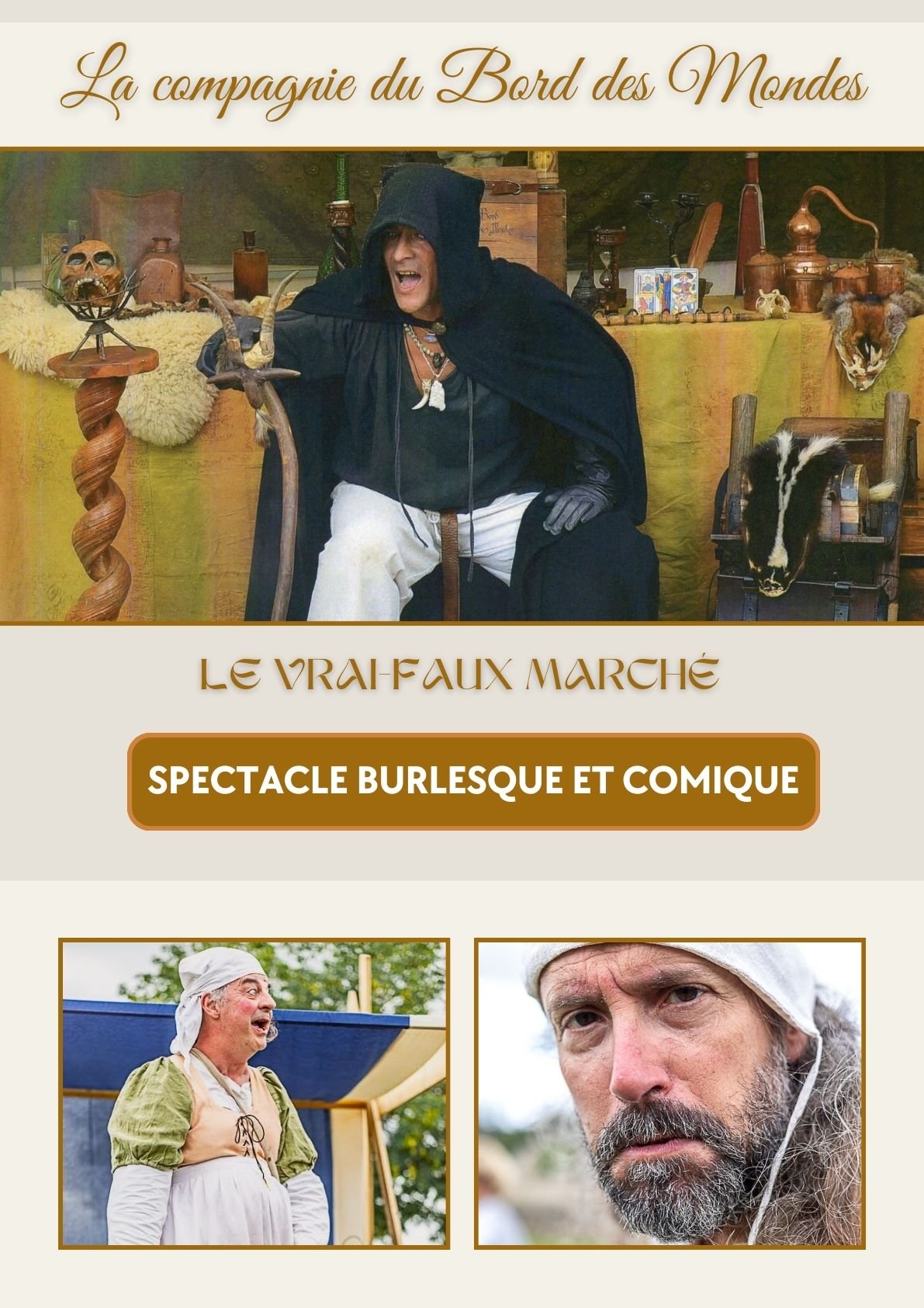Plaquette spectacle médiéval comique "Le Vrai-Faux marché".
